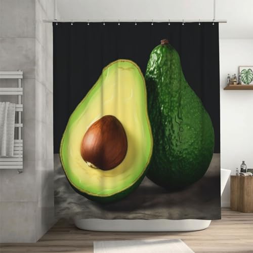 Rideau de douche lavable imprimé avocat 183x183cm textile imperméable salle de bain - 7