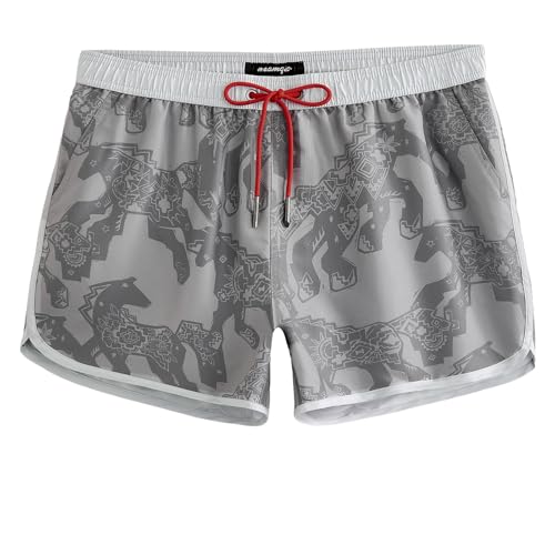Image of maamgic Mens Boys Short 80s 90s Vintage Swim Trunks with Mesh Lining Quick Dry Swim Suits Board Shorts