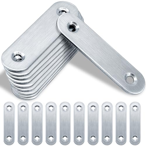 Flat Brackets for Wood, Gorffy 20PCS 60 × 15.5 × 1.75mm Mending Plates, Flat Metal Joining Plates, Metal Stainless Steel Sleeper Brackets for Wood Fixing