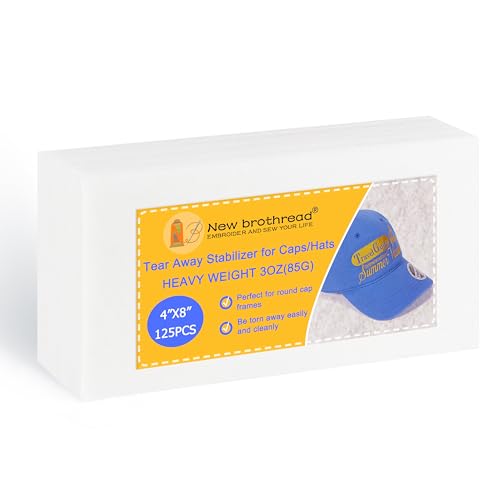 New brothread Tearaway Embroidery Stabilizer Backing for Caps and Hats - 4' x 8' 125 Precut Sheets - Heavy Weight 3oz