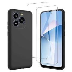 JDXHFF Cover Compatibile con Oukitel C65 / Oukitel C65 Pro (6.7") e 2 Pezzi Pellicola Protettiva in Vetro Temperato - Nero Morbido Silicone Custodia Protettivo TPU Protezione Case Black