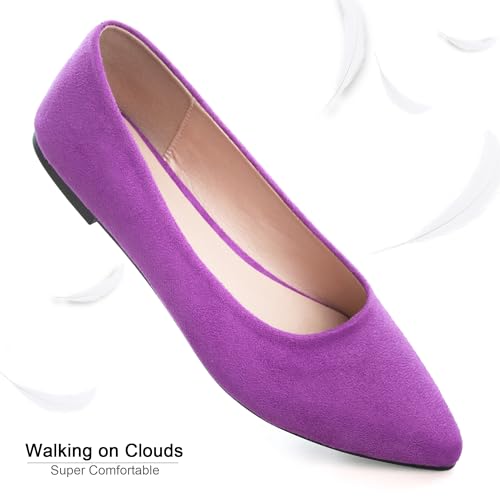 Image of Dear Time Women's Pointed Toe Ballet Flats Simple Casual Office Work Flats Slip-on Comfortable Shoes
