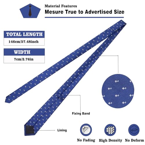 Image of AUSKY 6 Packs Men's Necktie, Assorted Striped Formal Silk Neck Ties for Man 3.15in wide