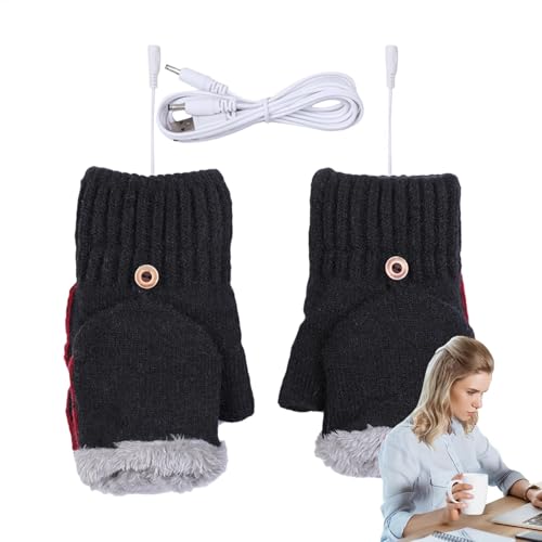 Heated Half Finger Gloves, Electric Heating Gloves, Breathable USB Heated Gloves, Portable Winter Hand Warmers, Laptop Heated Gl