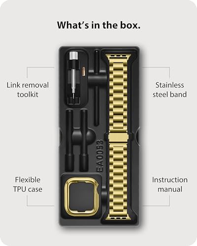 Image of Fullmosa Metal Strap with Case for Apple Watch | Fits iWatch Ultra3 /2 /1, SE3 /2 /1, Series 11 /10 /9 /8 /7 /6 /5 /4 /3 /2 /1, Stainless Steel Band for Men Women (NO WATCH)