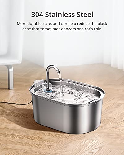 Image of Stainless Steel Cat Water Fountain, 3.2L, with 4 Filters & 5 Foam Pads