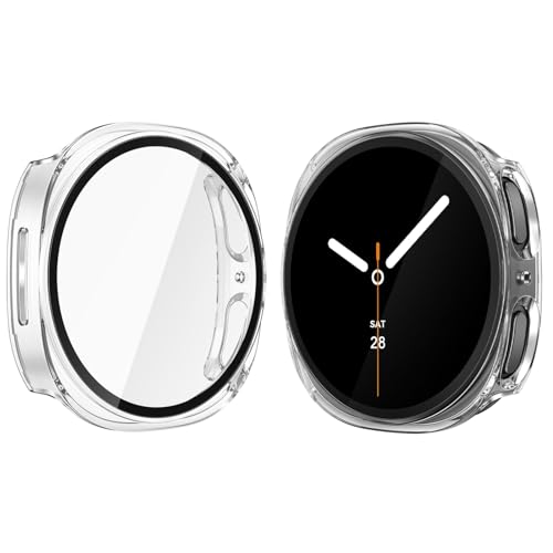 YoLin 2-Stück Mit Glas Ultradünne Displayschutz Kompatibel mit Samsung Galaxy Watch 8 40mm, PC All-Around Schutzhülle fü...