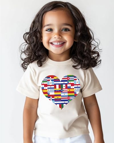 Kids Hispanic Heritage Month Shirt, Toddler Boys Girls Latino Countries Hispanic Flag T-Shirt Celebrate Gifts Tee Tops 2-8Y3