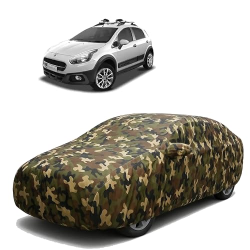 Image of Sulfar 100% Waterproof Car Body Cover Compatible with Mirror for Fiat Aventura with Long Lasting Durable Material (Triple Stitched, Full Bottom Elastic, Camouflage Army)