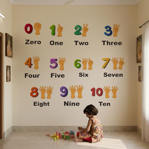 Image of StickMe Numbers 0-10 Kids Learning Wall Sticker, Premium Large 160x130cm | Multi Colour, Vinyl, Self-Adhesive, Peel & Stick, Nursery School Kinder Garden Baby