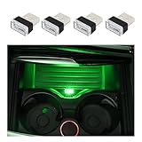Dickno 4 PCS USB LED Car Interior Atmosphere Lamp, Plug-in USB Interface Trunk Ambient Lighting Kit, Portable Mini LED Night Atmosphere Light, Universal Vehicle Interior Led Light (Green)