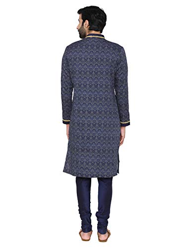 Image of Manyavar Self Design Printed Kurta for Men