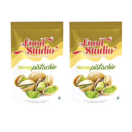 Image of FOOD STUDIO Premium California Roasted & Salted Pistachios Yellow Pouch Pack of 2 x 250 gm | Pista Dry Fruit | Tasty & Healthy | High in Protein & Dietary Fiber | Gluten Free & Low Calorie Nuts