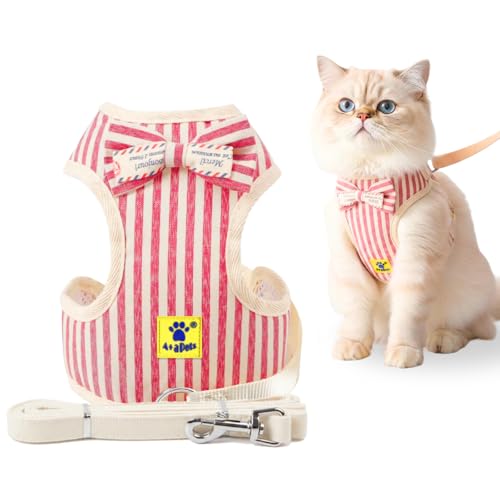 Image of A+a Pets' Cat & Small Dog Harness with Leash Set | Comfortable Vest, Escape-Friendly Combo (Red, S)