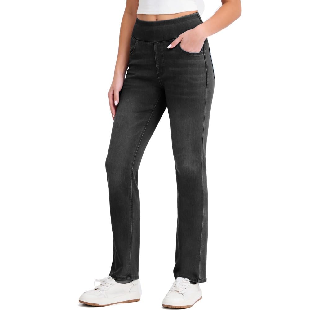 Jeans Mujer Stretch de Tiro Alto Corte Bootcut Lavado Denim Pantalones Casual Efecto Moldeador con Bolsillos Ajuste Recto y Cómodo skinny/A/S