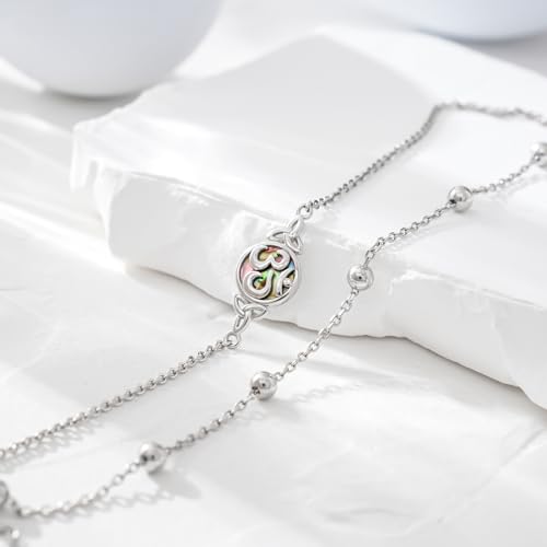 Image of CHIC & ARTSY 925 Sterling Silver Ankle Bracelets for Women, Dainty Adjustable Layered Foot Chains with Symbolic Charms, Boho Beach Everyday Lightweight Jewelry