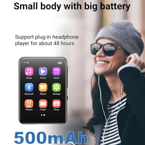 Image of AUDIOCULAR M31 16GB Portable Mp3 Music Player with Bluetooth, 2.4 inch LCD Touch Screen, Video Playback, Built-in Speaker, Voice Recording Function Mini HiFi Lossless Digital Audio Player (16GB - Black)