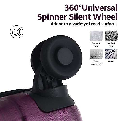 Tydeckare Carry On 55X35X23Cm Cabin Luggage 20" With Front Compartment, Lightweight Abs+Pc With Dual Control Tsa Lock, Ykk Zipper, 4 Silent Wheels, Rose Red #TOP6