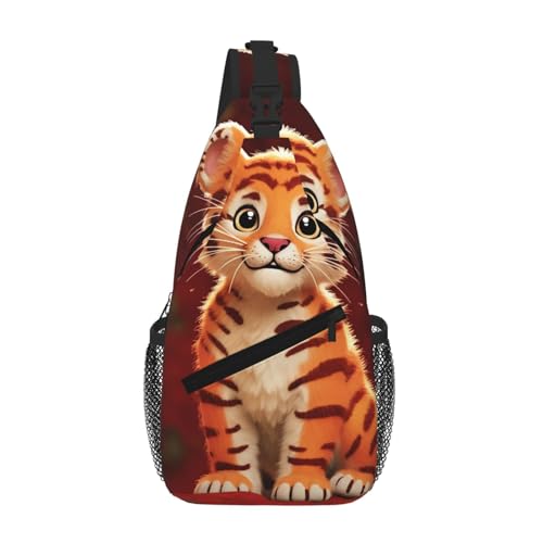Mochila tipo sling para mujeres y hombres diseño tigre