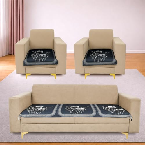 Image of Homerz Premium Waterproof Jasmine Joe Sofa Seat Cover - Floral Printed Sofa Protector | Non-Slip, Washable & Durable Sofa Protector (Grey, 5 (3+1+1) Seater)