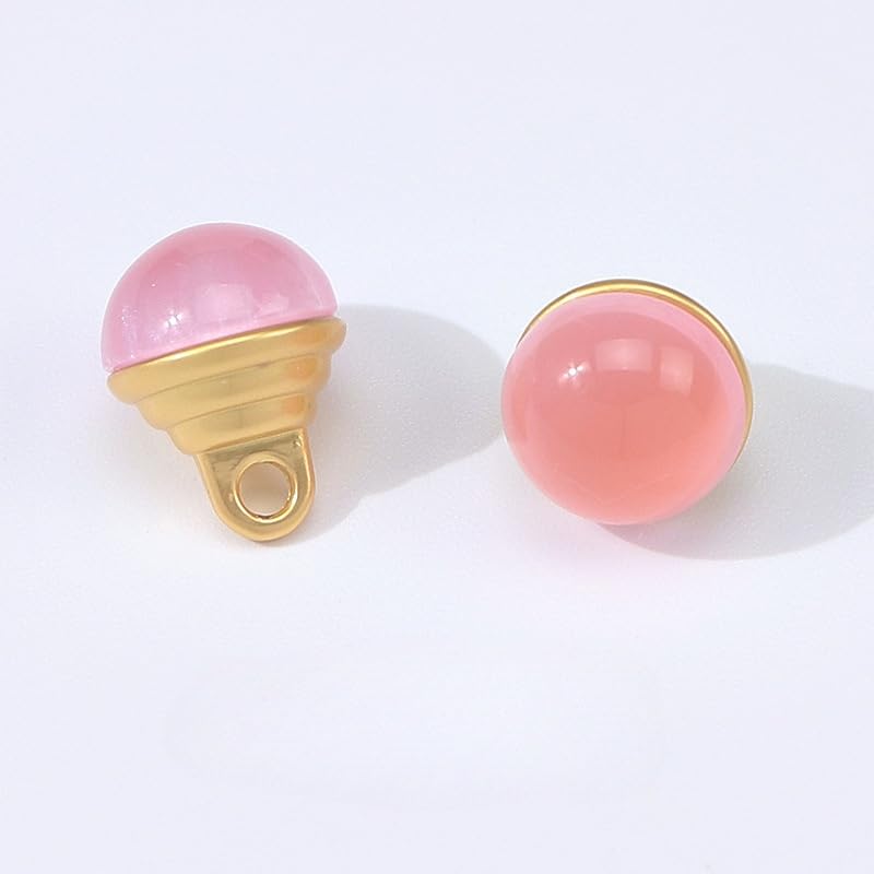 Guziki perłowe, 20 szt., 10 mm, krople wody, małe półokrągłe, gruszka, do rękodzieła z żywicy, guzik trzonkiem(Pink)