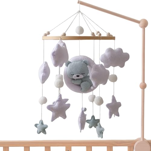 ETUCYNG Móvil para Cuna, Osos Durmientes Móvil de Techo, Juguete Portátil Para Cuna, Decoración Infantil Para Pared Del Dormitorio Niños Niñas