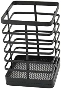 APOLLO THE HOUSEWARES BRAND Flat Iron Utensil Holder, Organiser for Cutlery and Utensils, Kitchen Storage, Size:11x16x11 cm, Black