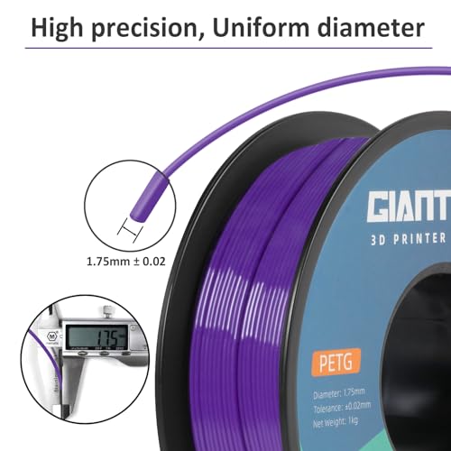 Image of GIANTARM PETG Filament 1.75, 3D Printer Filament PETG 1kg(2.2lb), Toughness Enhanced, Dimensional Accuracy + /-0.02mm, Vacuum Package (Purple)