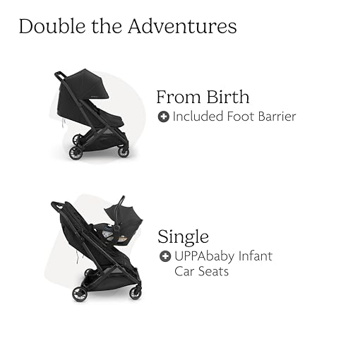 UPPAbaby Minu Duo Side-by-Side Double Stroller - Lightweight + Compact Design for Travel - Easy Fold- from Birth to Toddler - Independent Recline - Jake (Charcoal/Carbon Frame/Black Leather) by UPPAbaby - Image 6