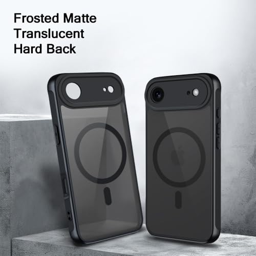 Image of TheGiftKart for iPhone 17 Air Case, Matte Frosted Hard Back Cover Compatible with MagSafe, Hybrid Shockproof iPhone 17 Air Cover with Camera & Screen Protection (PC & TPU, Translucent Black)