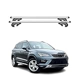 Barres de Toit transversales Compatible avec Seat Ateca 2016-2025 90kg Alu Gris 2tlg