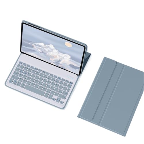 Clavier amovible et étui en cuir pour Redmi Pad 10,6 pouces protection intégrale bleu brume
