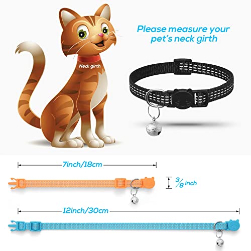 Upgraded Version 6 Pack Reflective Cat Collars With Bell,Breakaway Safety Kitten Collar,Adjustable 7''-12'',For Girl Boy Cats,Pet Supplies,Stuff,Accessories #TOP5