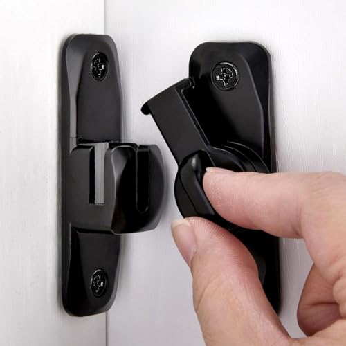 Litensh Chiusura per porta a ribalta, chiavistello per porta da granaio da 90/180 gradi, chiusura per porta ad angolo retto, hardware per chiavistello per porta, chiusura antiruggine spessa e robusta