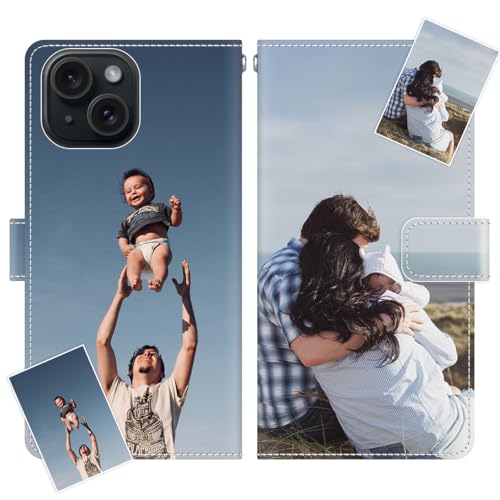 JGOYGYI Cover Personalizzata a Portafoglio in Pelle Compatibile con iPhone 14 15 13 12 11 Pro 8 7 6 Plus 13 12 11 Mini XS Max XR X SE 6s 5s,Custodia Personalizzate con Iniziali & nome/Testi case