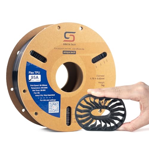 Siraya Tech Flex TPU 95A Filament, ISO 10993, High Flow and High Speed, Flexible and Tough, Easy to Print, Moisture-Resistant Aluminum Resealable Bag – for Footwear, Protective Gear (Black, 1kg)