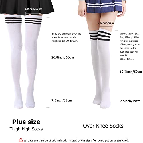 Image of DRESHOW Extra Long High Thigh Socks Striped Over Knee Thin Tights Long Stocking