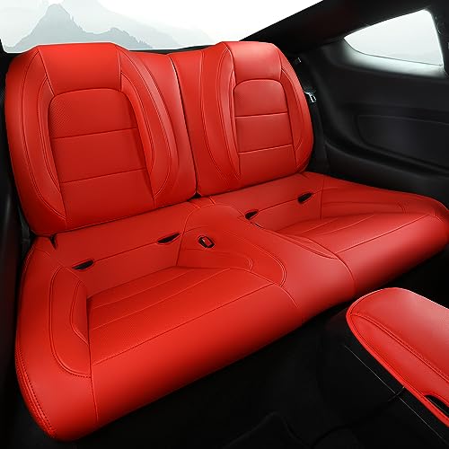 Image of GIANT PANDA Customized Full Set Car Seat Covers Fit Ford Mustang Coupe Hardtop 2015 2016 2017 2018 2019 2020 2021 2022 2023 2024 2025 2026- (Red)