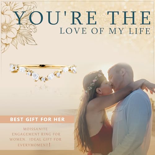 Moissanite Wedding Bands for Women, Moissanite Engagement Rings 925 Sterling Silver Eternity Band Rings for Women Wedding Ring Stackable Promise Ring for Her Size 3-104