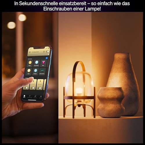 Philips Hue Smart LED A60 Lampe, White Ambiance, LED Leuchtmittel mit E27 Fassung, 8,1W, Vollspektrumlicht 1000K-20000K, 1100 Lumen, dimmbar, smartes Licht kompatibel mit Sprachassistenten, 2er Pack 6