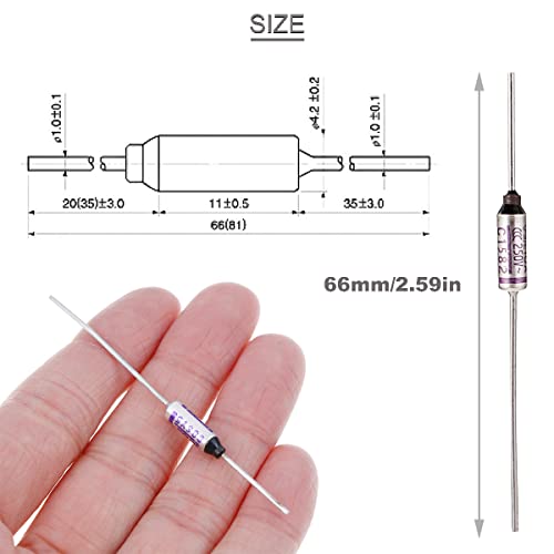 Image of 10 pcs SF152E SEFUSE 157 Degree Celsius Metal Thermal Cutoffs Thermal Fuse 10A 250V with GT-1 Crimp Terminal Silicone Fiberglass sleeving for Household Electrical appliances