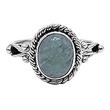 Anillo de plata de ley 925 con piedra preciosa aguamarina, tamaño 7,5