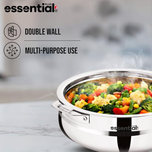 Image of BERGNER Essential Plus Stainless Steel Belly Shape Hot Pot 2000ml, Double Wall Roti Casserole, Food Grade, Hot and Cold Storage, for Rotis /Parathas /Pulao /Biryani, Hot for Hours, Easy to Clean