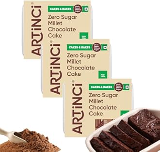 Artinci Sugar-Free Eggless Chocolate Cake | Diabetic Friendly | High Protein & Low-Calorie Millet Cake | Healthy Snack for Weight Management | 150 g x 3 Packs | Shark Tank India