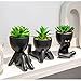 VENY TAYA 3PCS Human-Shaped Potted Artificial Plants Office Decor for Women and Men, Small Fake Plants Decor for Bedroom and Bathroom, Cute Faux Succulent Desk Decor for Office and Home, Black