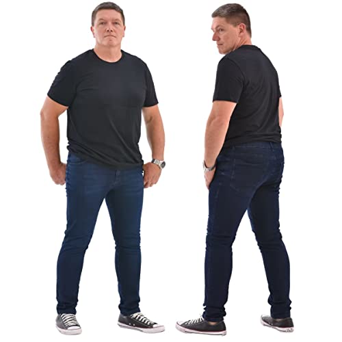 Calça Jeans Masculina Plus Size Slim Tamanho Especial Grande Cor:Jeans/Preto;Tamanho:50