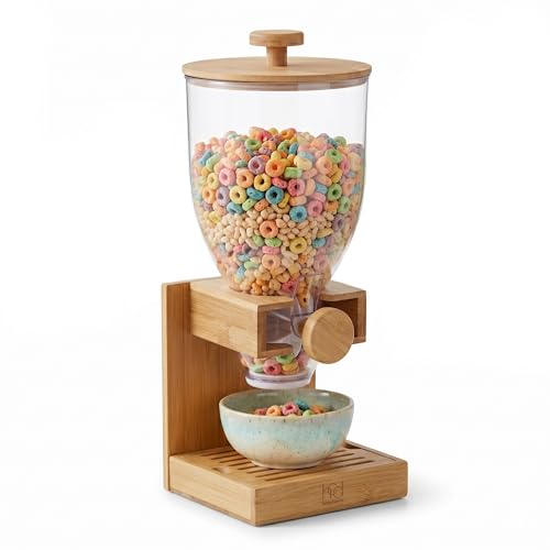 Honey-Can-Do Compact Dry Food Dispenser, Single Control & Snack Storage Container for Countertop or...