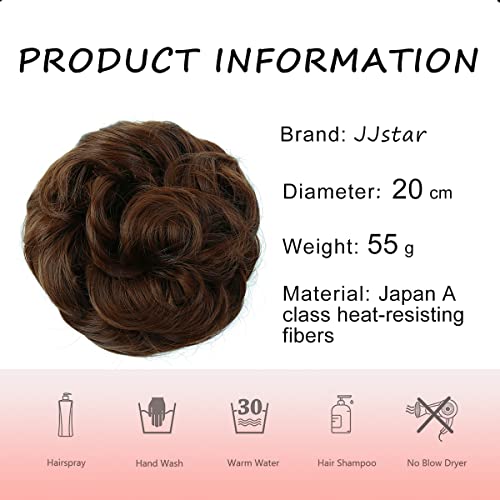 JJstar Messy Hair Bun Curly Wavy Hair Scrunchies Accessories Pieces for Women Girls Synthetic Chignons (Medium Brown) - Image 3