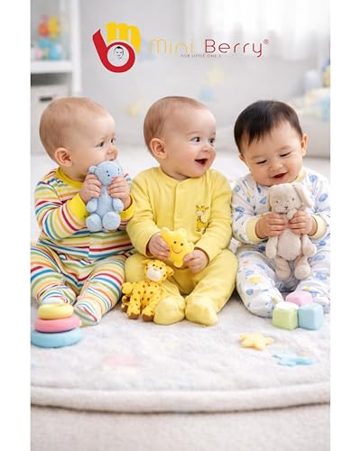 Image of Mini Berry Born Baby Multi-Color Long Sleeve Body Suit,Romper, Sleep Suit for Boys and Girls Pack of 3pcs Set