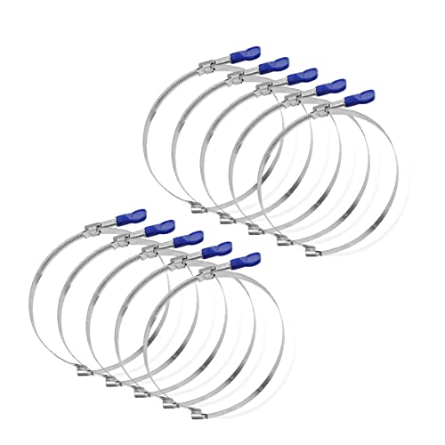 POWERTEC 70225-P2 4 Inch Right Hand Keyed Bridge Hose Clamp, Thumb Screw Key Adjustable Stainless Steel Hose Clamps for Dust Collection, Dust Collector and Dryer Vent Hose, 10 pack